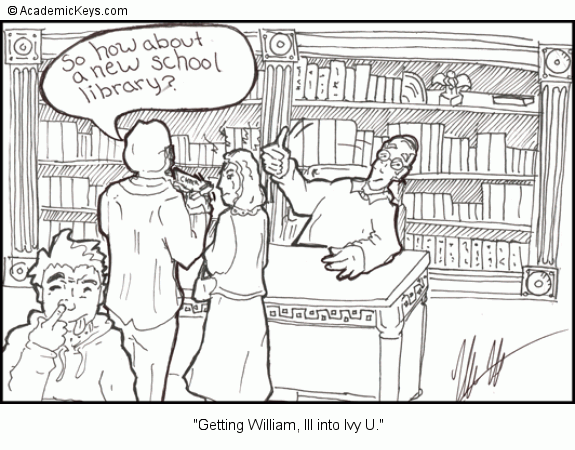 Cartoon #35, Getting William, III into Ivy U.